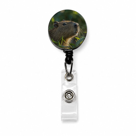 Capybara Wildlife Nature Scene Retractable ID Key Card Name Tag Badge Holder with Clip