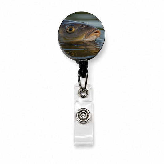 Carp Fishing Freshwater Wildlife Retractable ID Key Card Name Tag Badge Holder with Clip