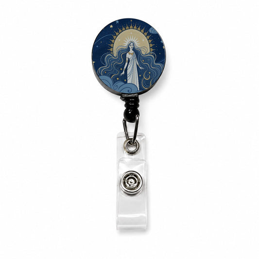 Celestial Moon Goddess Tarot Retractable ID Key Card Name Tag Badge Holder with Clip