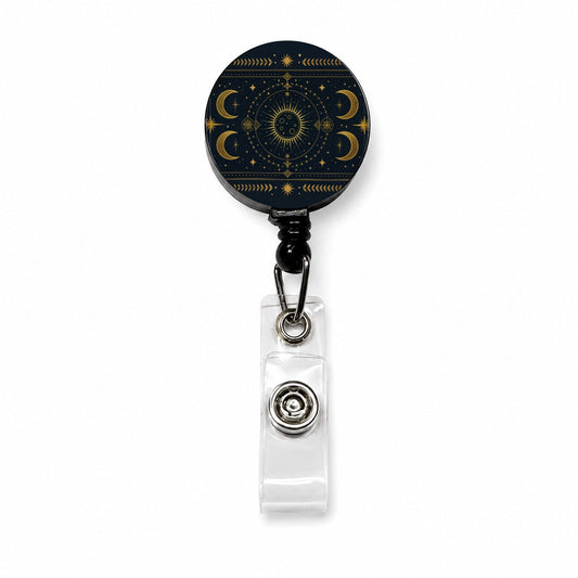 Celestial Mystical Tarot Art Retractable ID Key Card Name Tag Badge Holder with Clip