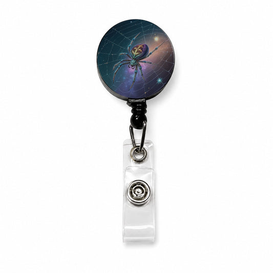 Cosmic Spider Web Halloween Retractable ID Key Card Name Tag Badge Holder with Clip