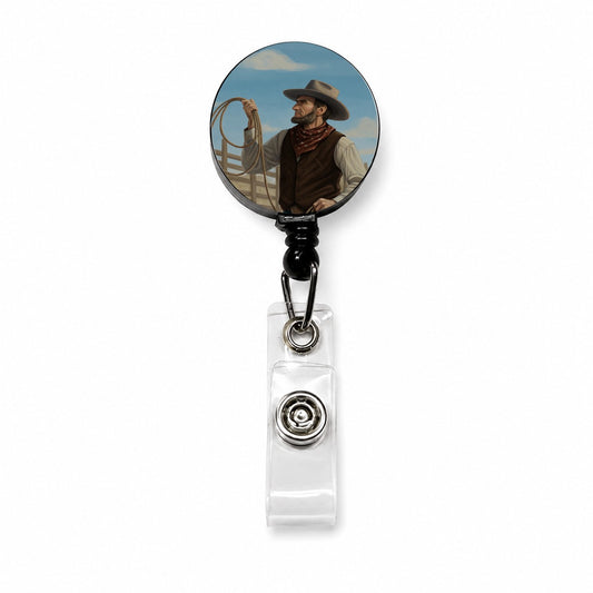 Cowboy Abraham Lincoln Retractable ID Key Card Name Tag Badge Holder with Clip