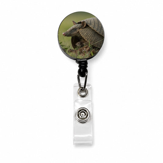 Curious Armadillo Wildlife Nature Retractable ID Key Card Name Tag Badge Holder with Clip