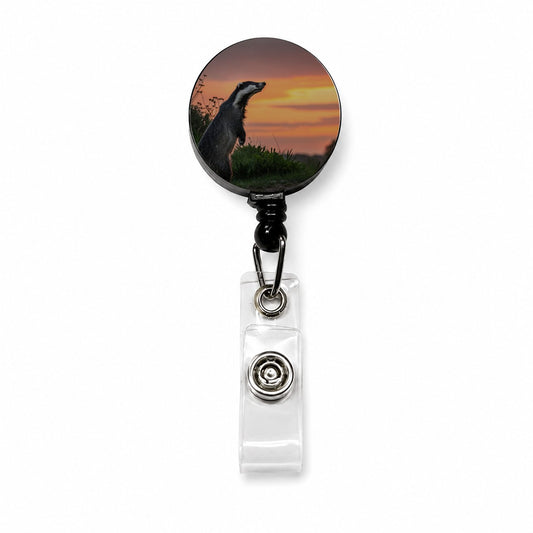 Curious Badger Sunset Scene Retractable ID Key Card Name Tag Badge Holder with Clip