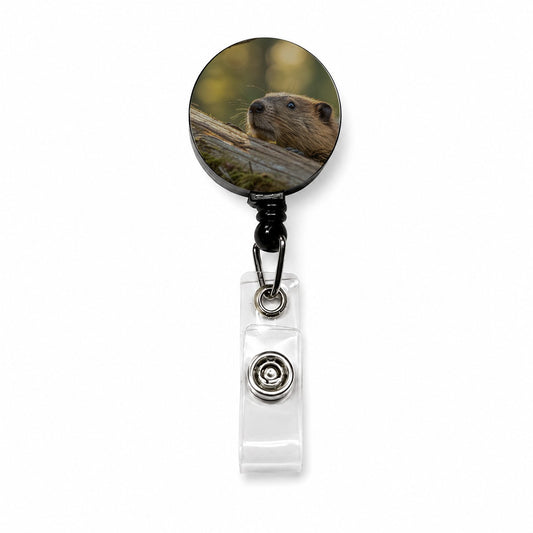 Curious Beaver Wildlife Nature Retractable ID Key Card Name Tag Badge Holder with Clip