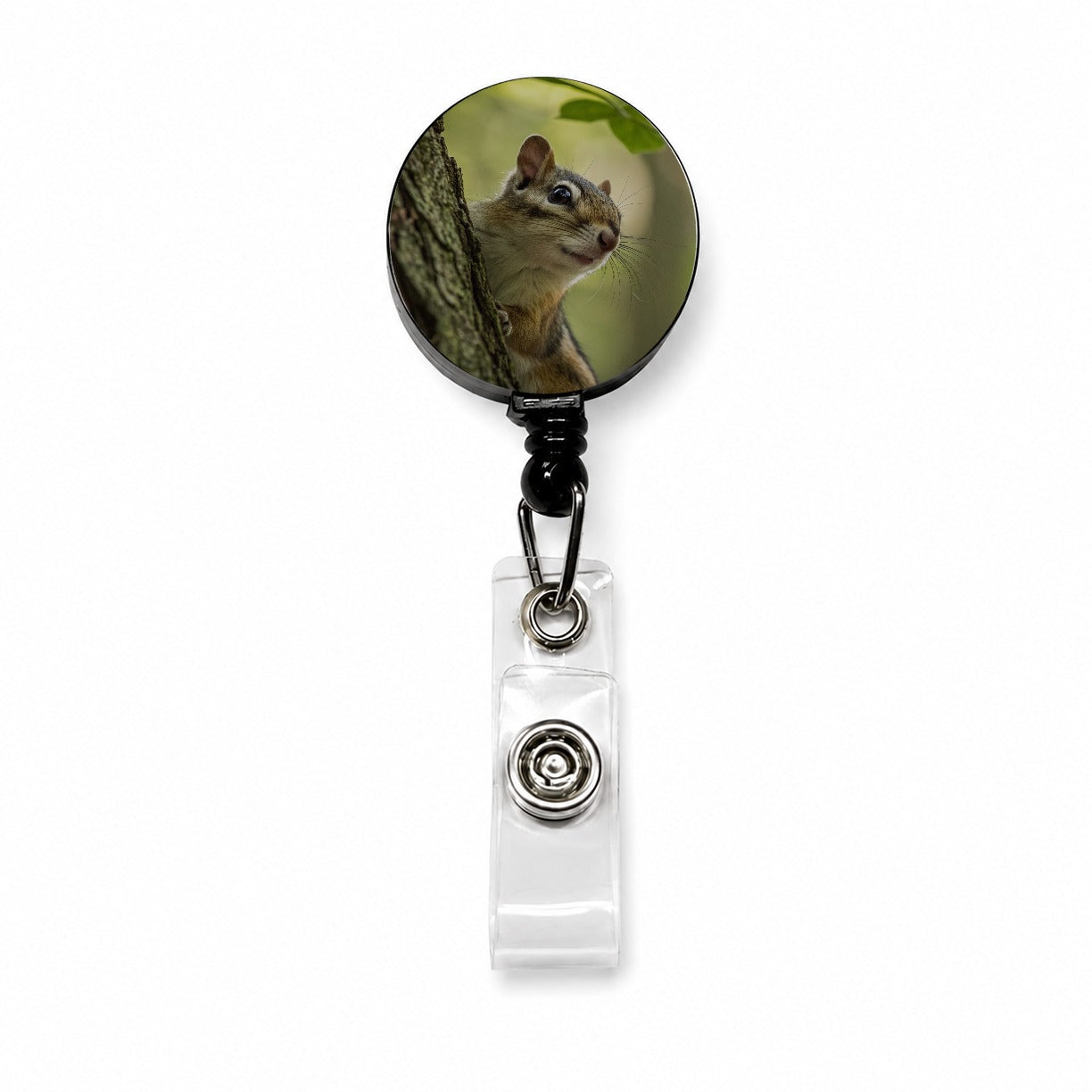 Curious Chipmunk Wildlife Nature Retractable ID Key Card Name Tag Badge Holder with Clip