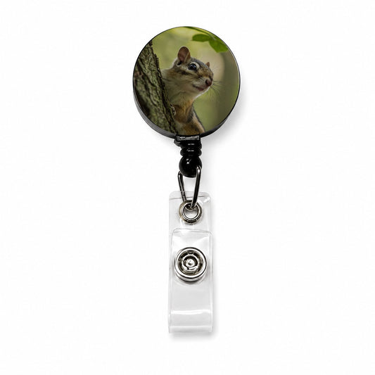Curious Chipmunk Wildlife Nature Retractable ID Key Card Name Tag Badge Holder with Clip