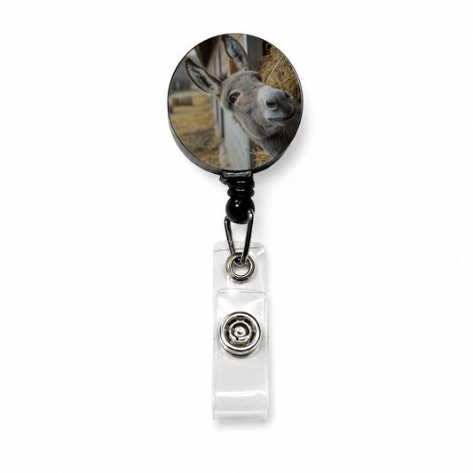 Curious Donkey Farm Life Retractable ID Key Card Name Tag Badge Holder with Clip