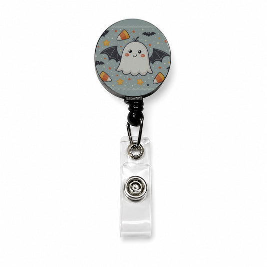 Cute Ghosts Bats Candy Corn Halloween Retractable ID Key Card Name Tag Badge Holder with Clip