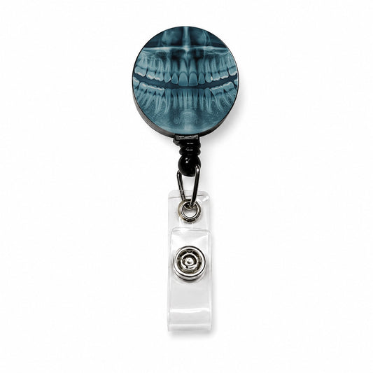 Dental X-Ray Mouth Teeth Dentist Retractable ID Key Card Name Tag Badge Holder with Clip