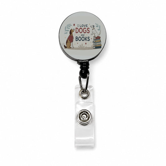 Dogs Books Love Reading Retractable ID Key Card Name Tag Badge Holder with Clip
