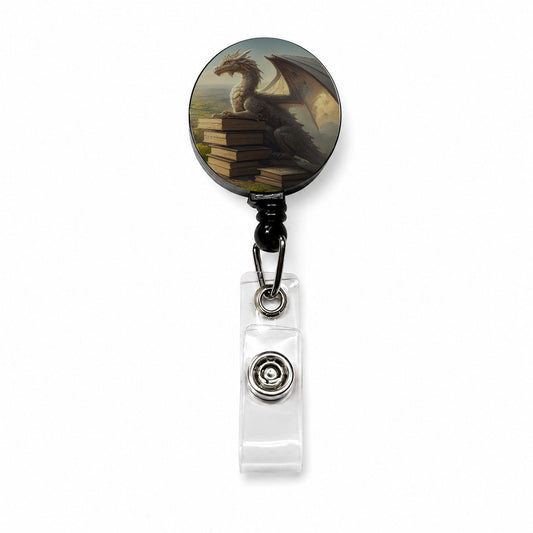Dragon Books Reading Mountaintop Retractable ID Key Card Name Tag Badge Holder with Clip