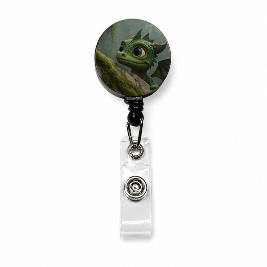 Fantasy Dragon Forest Nature Retractable ID Key Card Name Tag Badge Holder with Clip