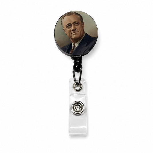 Franklin D Roosevelt President Retractable ID Key Card Name Tag Badge Holder with Clip