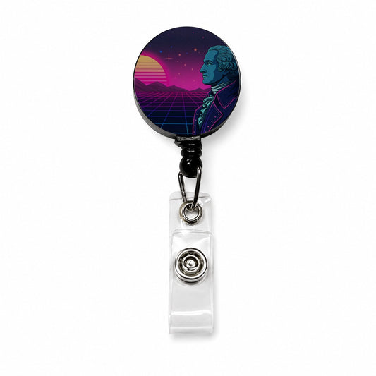 George Washington Cyberpunk Style Retractable ID Key Card Name Tag Badge Holder with Clip