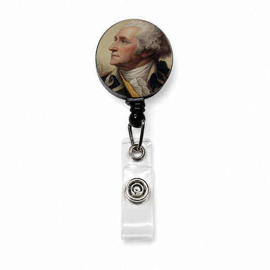 George Washington First President Retractable ID Key Card Name Tag Badge Holder with Clip