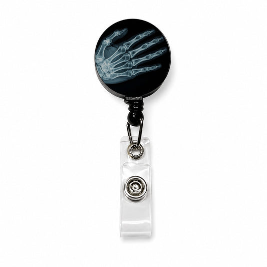 Hand X-Ray Radiograph Retractable ID Key Card Name Tag Badge Holder with Clip