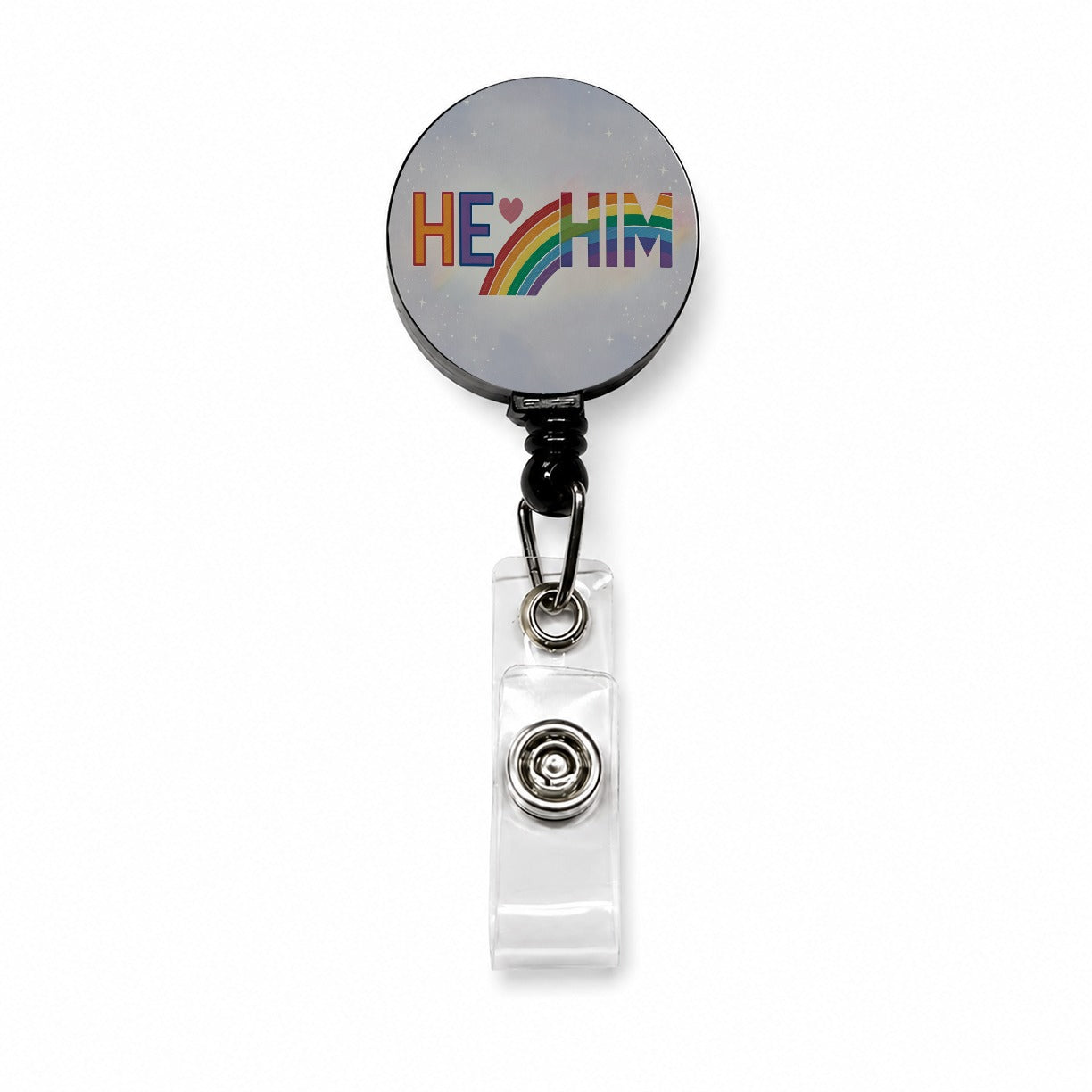 He Him Pride Love Retractable ID Key Card Name Tag Badge Holder with Clip
