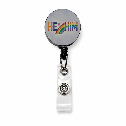 He Him Pride Love Retractable ID Key Card Name Tag Badge Holder with Clip