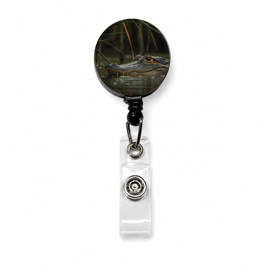 Hidden Alligator Nature Photo Retractable ID Key Card Name Tag Badge Holder with Clip