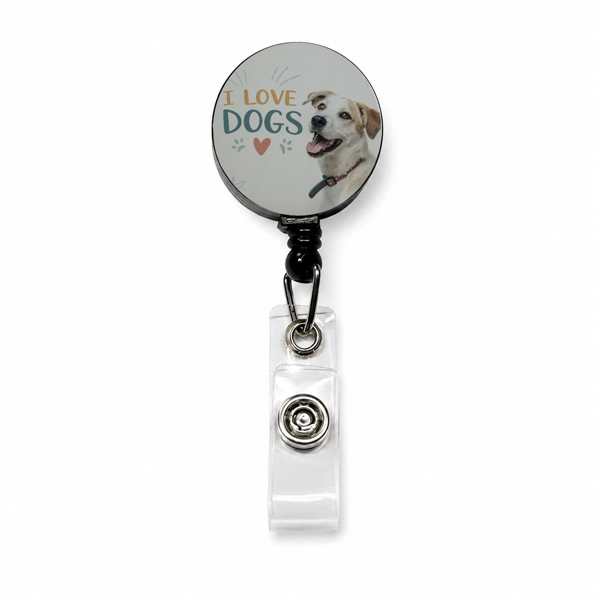 I Love Dogs Heart Retractable ID Key Card Name Tag Badge Holder with Clip