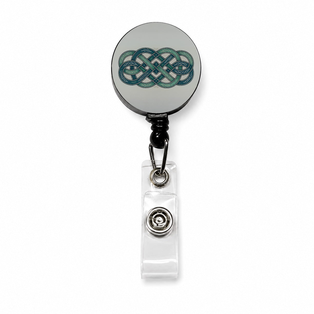 Irish Celtic Intricate Knot Retractable ID Key Card Name Tag Badge Holder with Clip