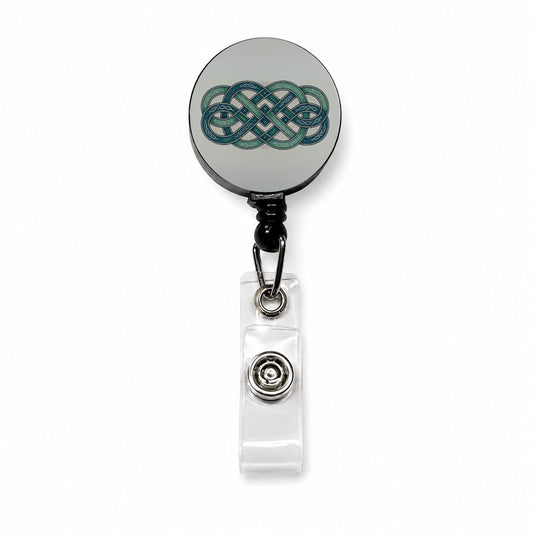 Irish Celtic Intricate Knot Retractable ID Key Card Name Tag Badge Holder with Clip