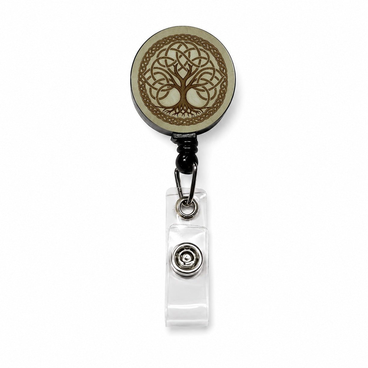 Irish Celtic Knot Heritage Tree of Life Retractable ID Key Card Name Tag Badge Holder with Clip
