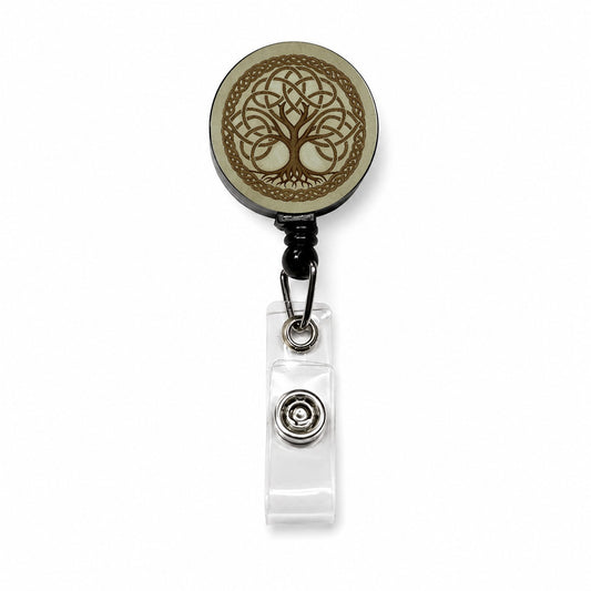Irish Celtic Knot Heritage Tree of Life Retractable ID Key Card Name Tag Badge Holder with Clip