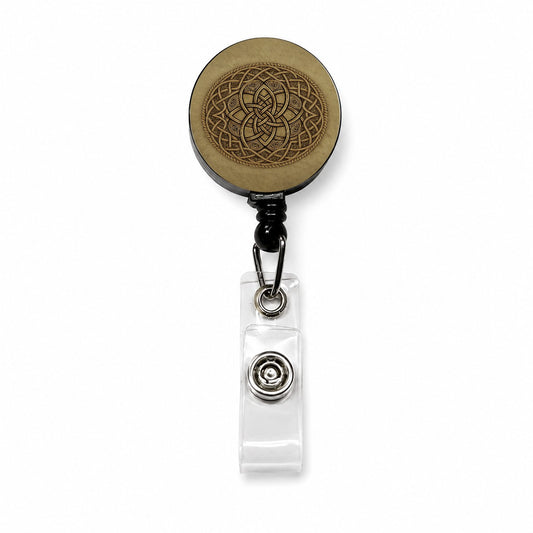 Irish Celtic Knot Mandala Retractable ID Key Card Name Tag Badge Holder with Clip