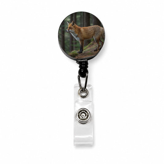 Japanese Fox Forest Retractable ID Key Card Name Tag Badge Holder with Clip