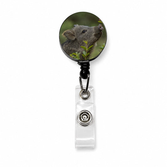 Javelina Woodland Retractable ID Key Card Name Tag Badge Holder with Clip