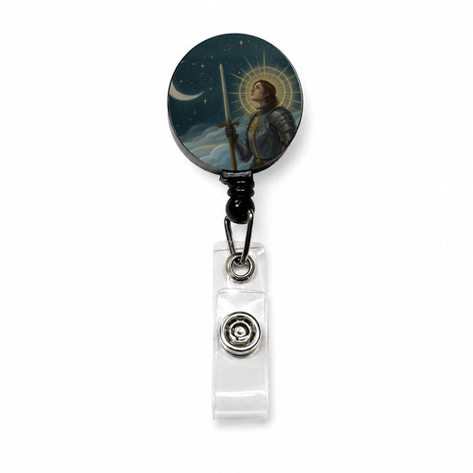 Joan of Arc Medieval Warrior Retractable ID Key Card Name Tag Badge Holder with Clip