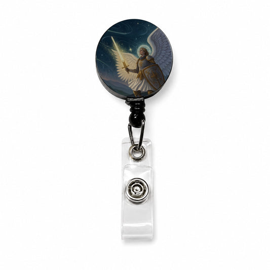 Joan of Arc Warrior Saint Retractable ID Key Card Name Tag Badge Holder with Clip