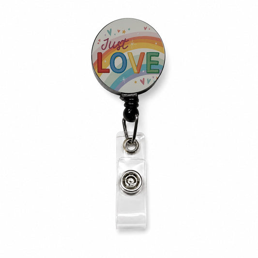 Just Love Rainbow Pride Retractable ID Key Card Name Tag Badge Holder with Clip