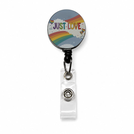 Just Love Rainbows Balloons Pride Retractable ID Key Card Name Tag Badge Holder with Clip