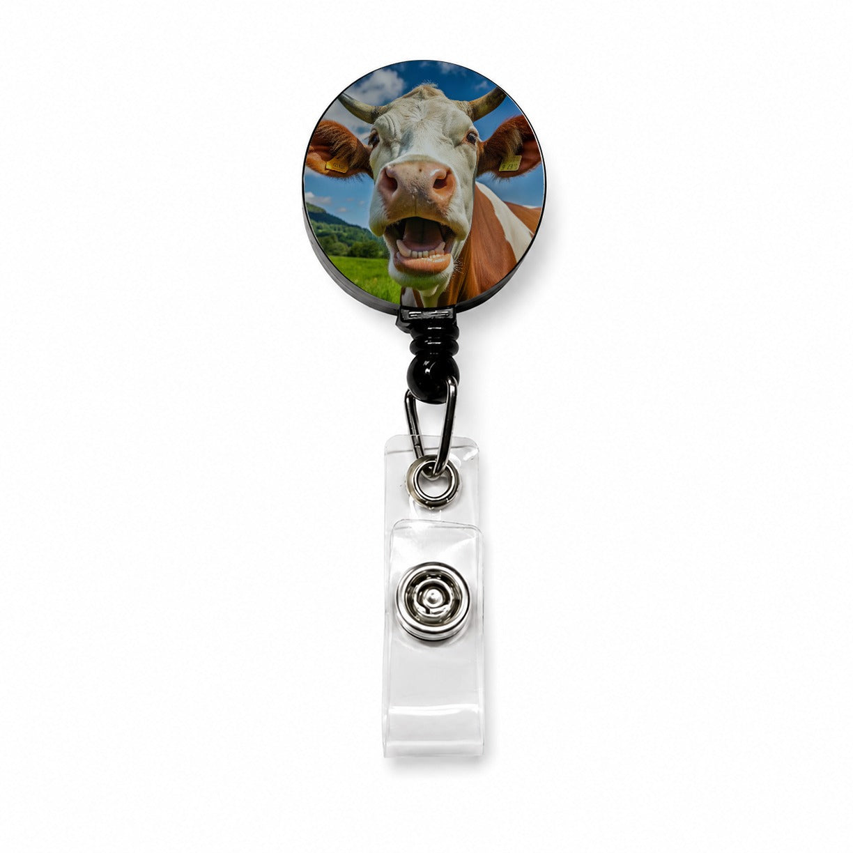 Laughing Cow Farm Retractable ID Key Card Name Tag Badge Holder with Clip