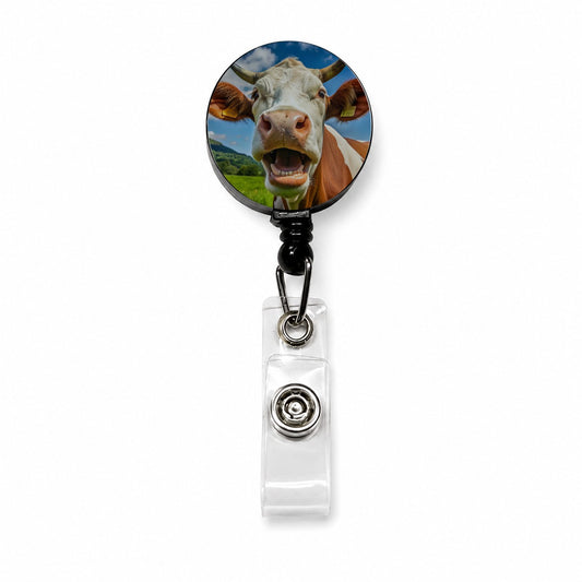 Laughing Cow Farm Retractable ID Key Card Name Tag Badge Holder with Clip