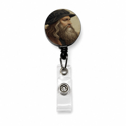 Leonardo da Vinci Inventor Retractable ID Key Card Name Tag Badge Holder with Clip