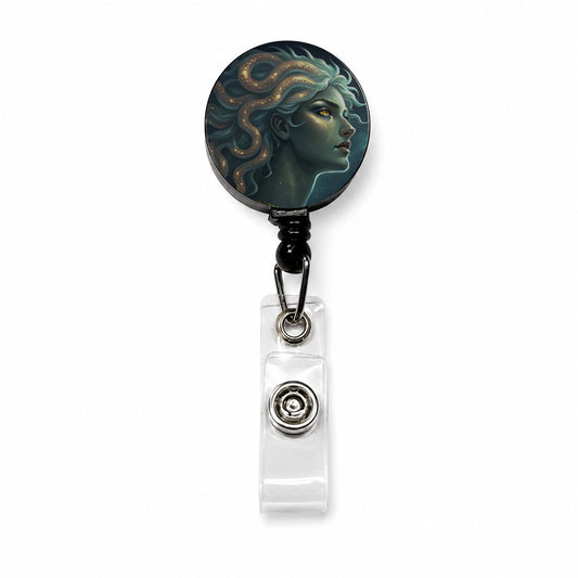 Medusa Greek Mythology Retractable ID Key Card Name Tag Badge Holder with Clip
