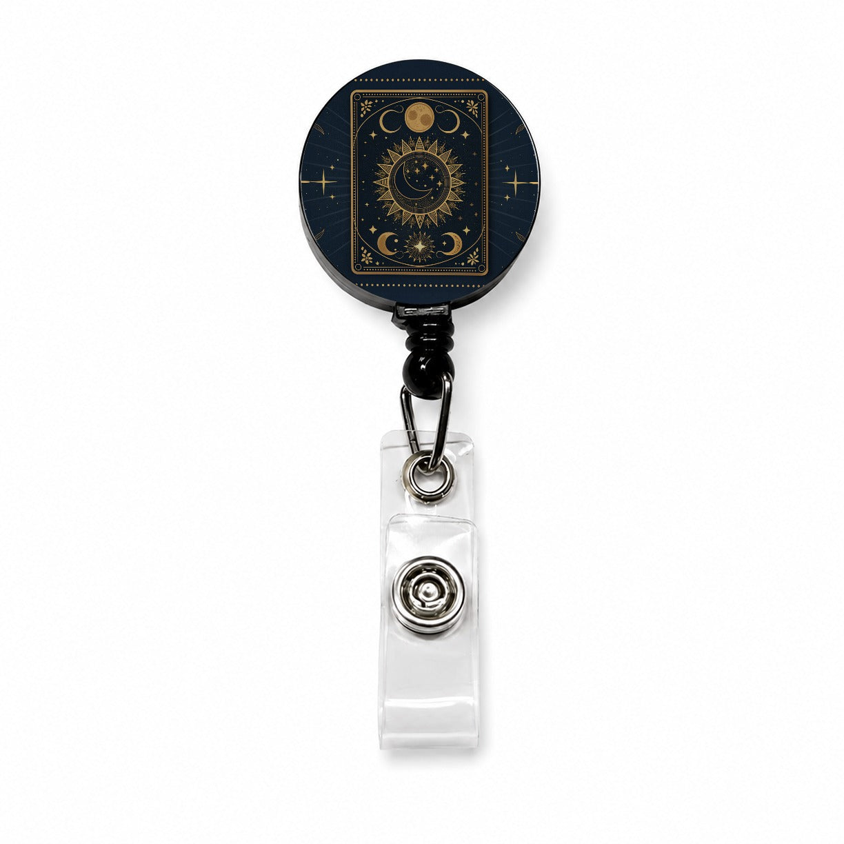 Mystical Divination Tarot Card Retractable ID Key Card Name Tag Badge Holder with Clip