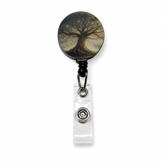 Mystical Tree Of Life Retractable ID Key Card Name Tag Badge Holder with Clip