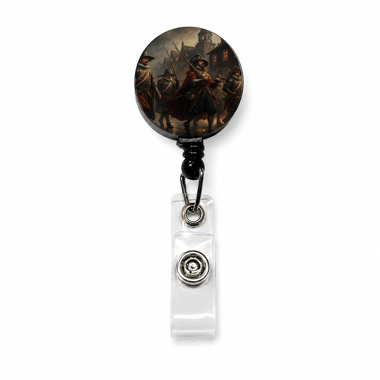 Night Watch Rembrandt Inspired Retractable ID Key Card Name Tag Badge Holder with Clip