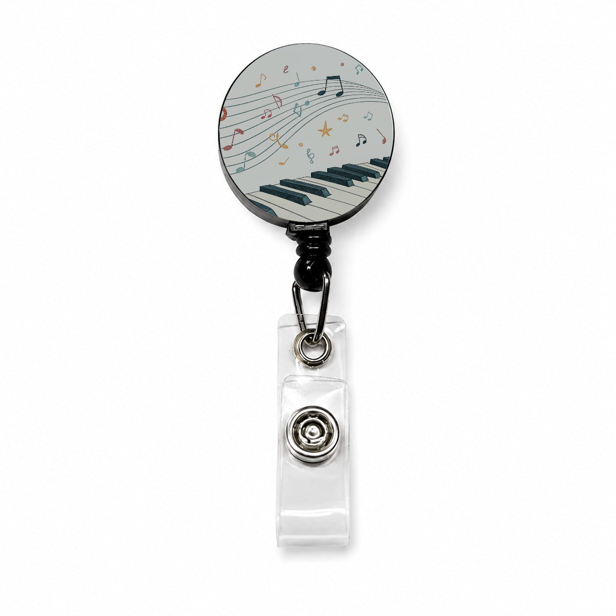 Piano Music Flow Retractable ID Key Card Name Tag Badge Holder with Clip