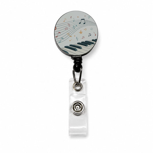 Piano Music Flow Retractable ID Key Card Name Tag Badge Holder with Clip
