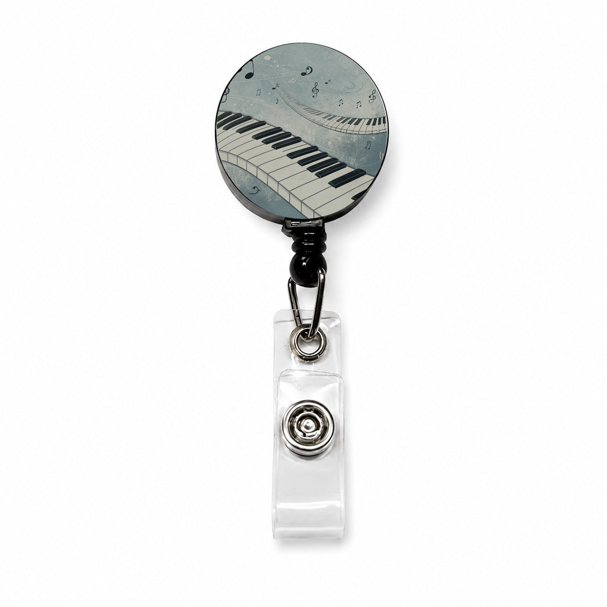 Piano Music Flowing Keys Retractable ID Key Card Name Tag Badge Holder with Clip