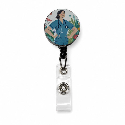 RN LVN Wildflower Nurse Retractable ID Key Card Name Tag Badge Holder with Clip