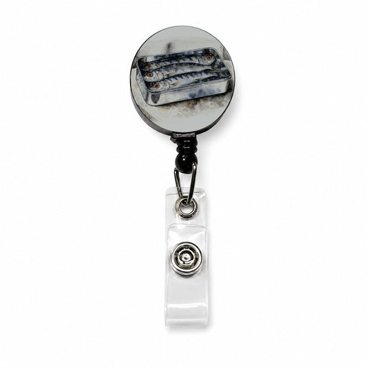 Sardines Fish In Tin Watercolor Retractable ID Key Card Name Tag Badge Holder with Clip