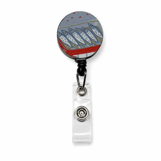 Sardines Fish In Tin Retractable ID Key Card Name Tag Badge Holder with Clip