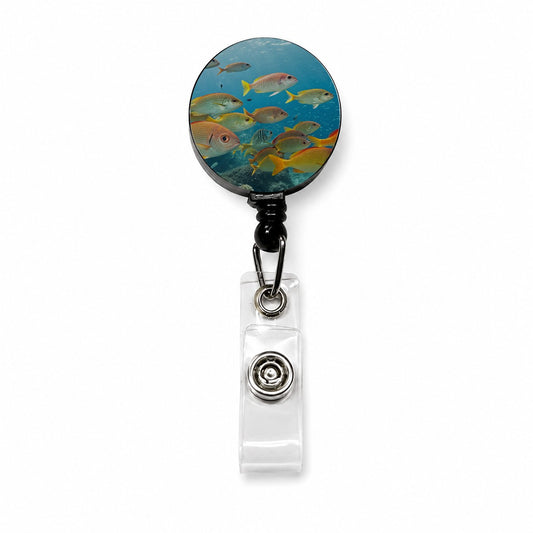 School of Fish Underwater Tropical Retractable ID Key Card Name Tag Badge Holder with Clip